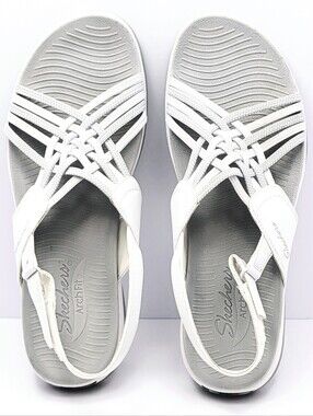 Skechers Arch Fit Women’s Sandals Size 11 White Gray Strappy Slingback